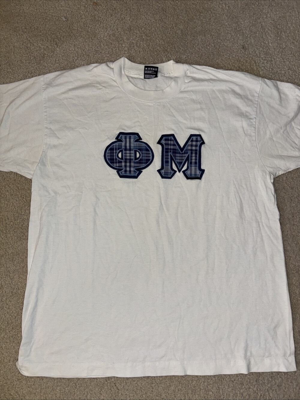 Vintage Phi Mu T-shirt Fraternity Letters Vintage 90s XL 23x28 Single Stitch